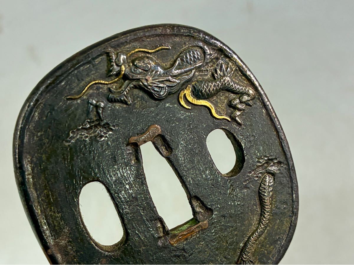 時代武具 刀装具 鍔 金銀象嵌 雲龍図 鉄鍔 鉄地鍔 鐔 日本刀 時代武具 刀装具 鍔 金銀象嵌 雲龍図 鉄鍔 鉄地鍔 鐔 日本刀