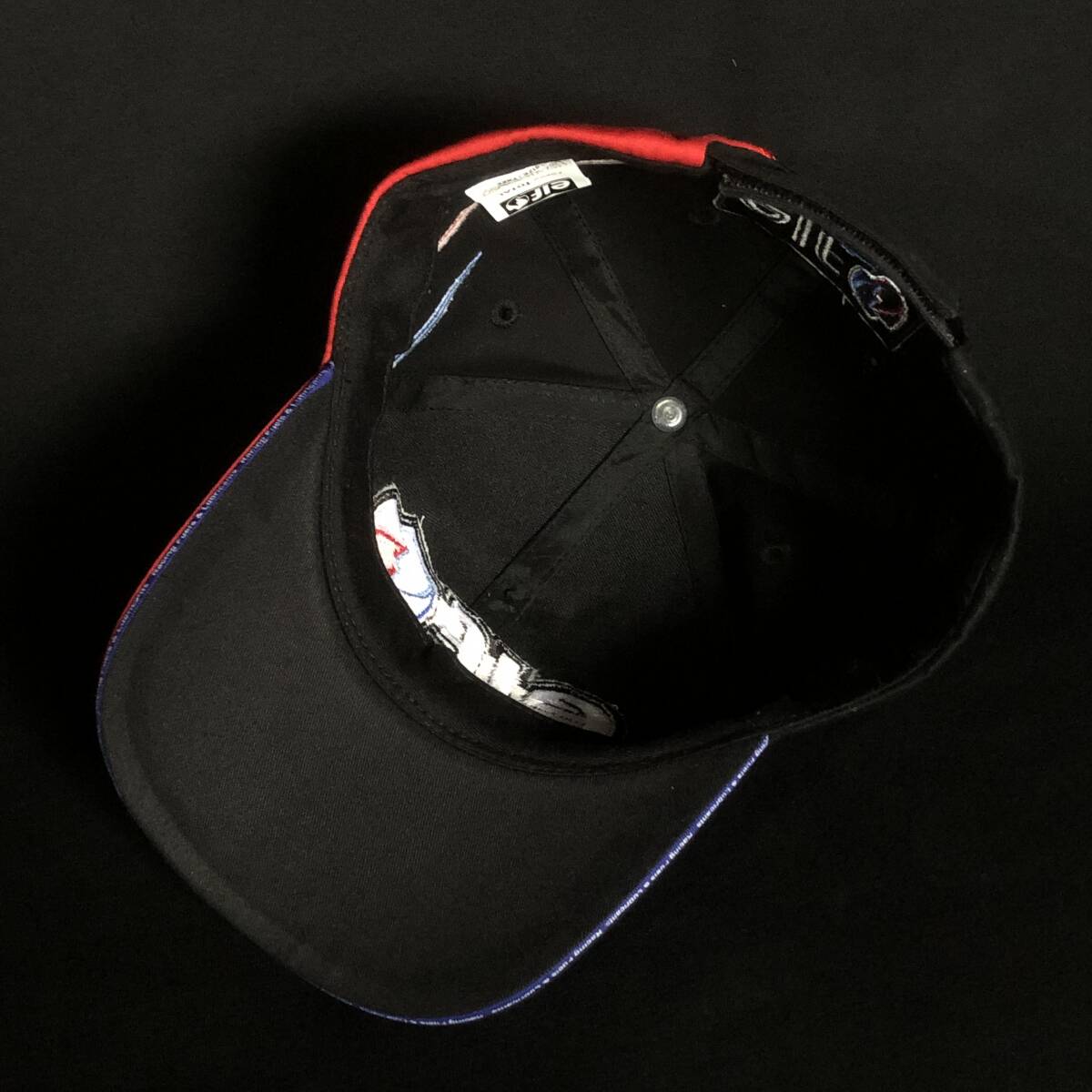 未使用？極美品 elf キャップ 黒/赤 バイク モータースポーツ 企業(yè)物 昔 moto sports フリーサイズ ロードレース バイク 帽子 3D刺繍ロゴ 