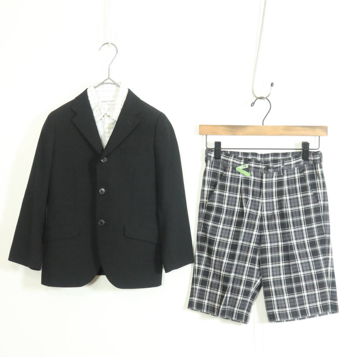 BeBe べべ★スーツ ジャケット&シャツ&ハーフパンツ キッズ サイズ120 黒系 入園 卒園 z12030_画像1