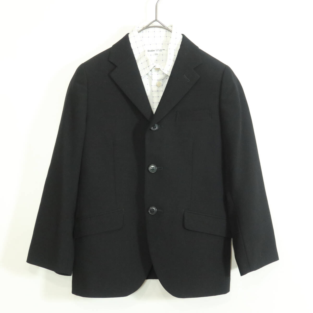 BeBe べべ★スーツ ジャケット&シャツ&ハーフパンツ キッズ サイズ120 黒系 入園 卒園 z12030_画像2