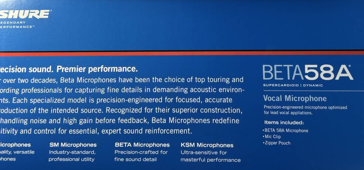 【新品／未使用】SHURE BETA 58A-J ボーカル ダイナミックマイク_画像3