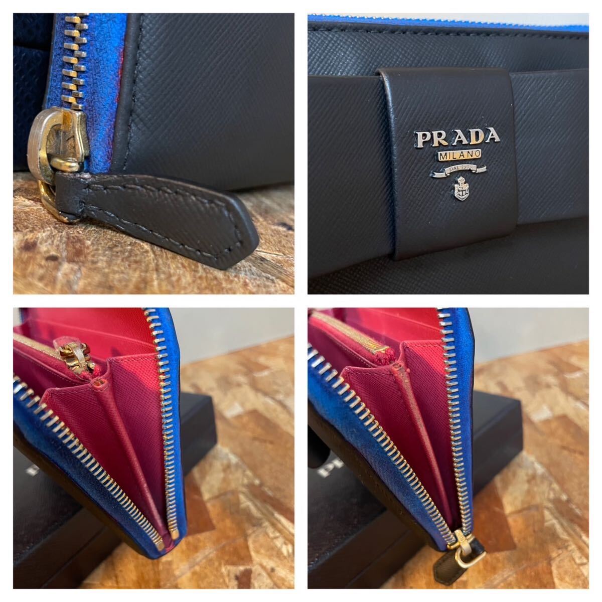 一円 美品 PRADA プラダ サフィアーノレザー 男女 ラウンド 一円 美品 PRADA プラダ サフィアーノレザー 男女 ラウンド