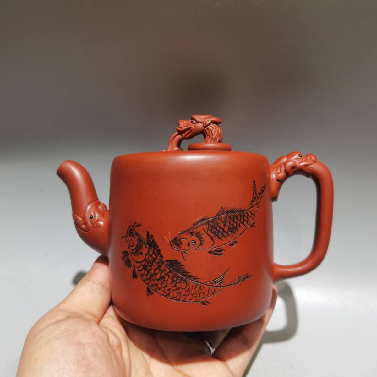 『館蔵珍品 紫砂壺 金玉滿堂壺 顧景舟款 朱泥 紫砂壺』置物 賞物 貴重物品 収蔵品 中国古美術 施釉陶