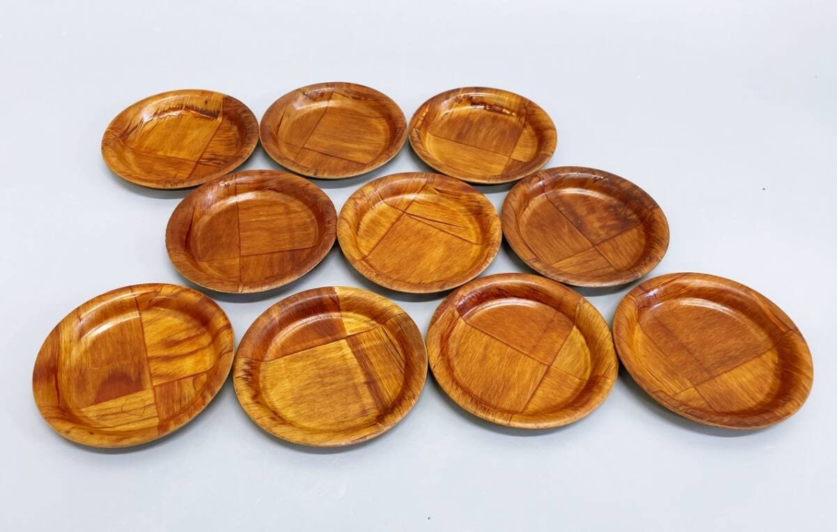 木制 トレイ 10枚セット 茶托 小物トレイ アクセサリートレイ コースター 小皿