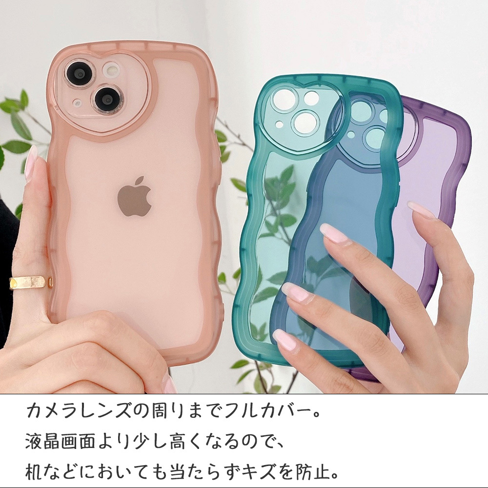 iPhone SE (第3世代) 7/8/SE2/SE3(ウェーブ ピンク) クリアカラー カバー クラフト素材カバー おしゃれ かわいい 韓国 スマホケース TPU_画像2