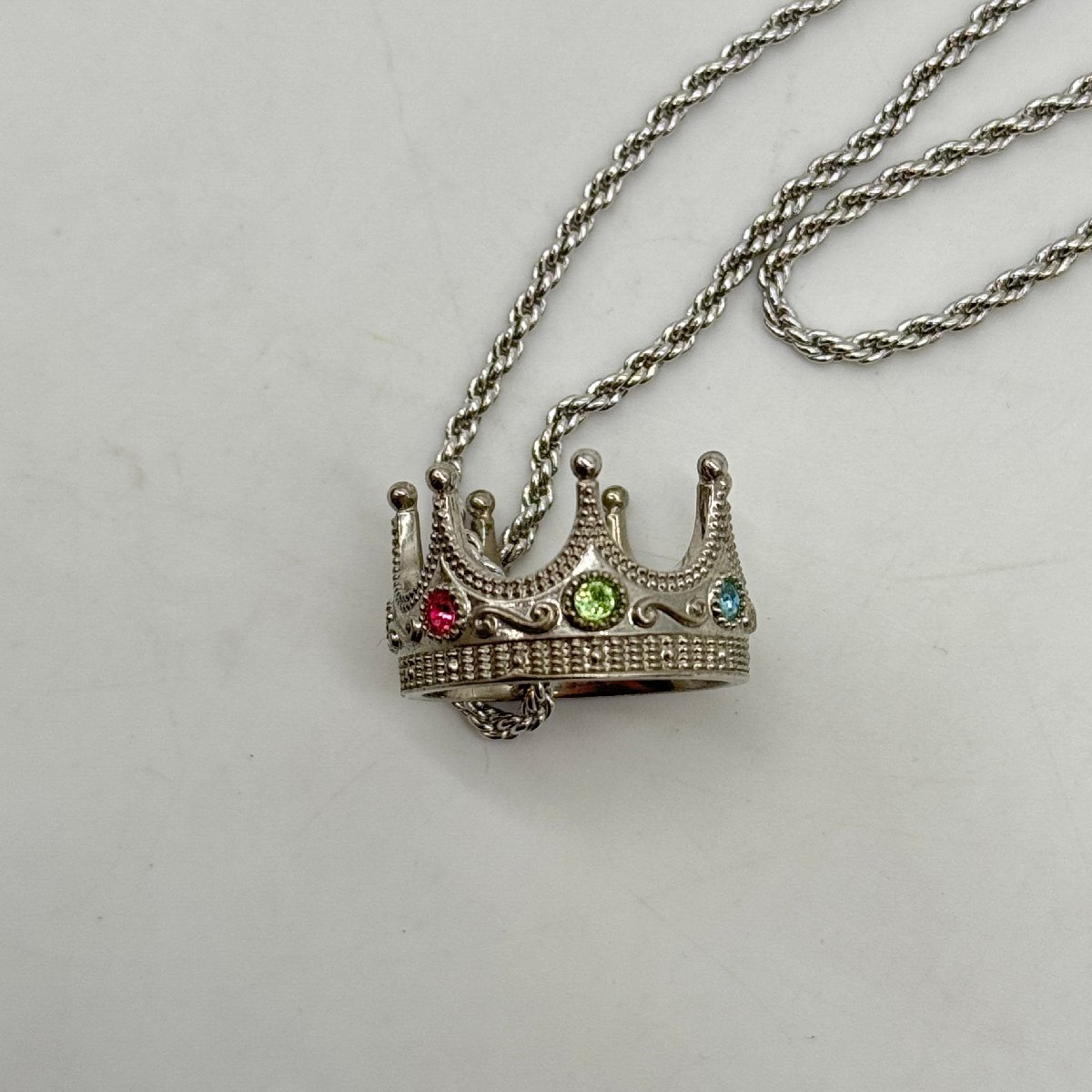 ☆GHOST ゴースト☆ NUBIAN限定 クラウンリング付き ネックレス シルバー カラーストーン 王冠 指輪 ヌビアン Necklace crown ring silver_画像3