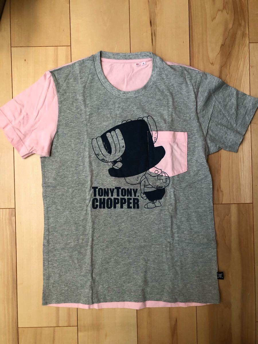 Tシャツ 半袖Tシャツ ユニクロ トニートニーチョッパー ワンピース グレー×ピンク used S_画像1