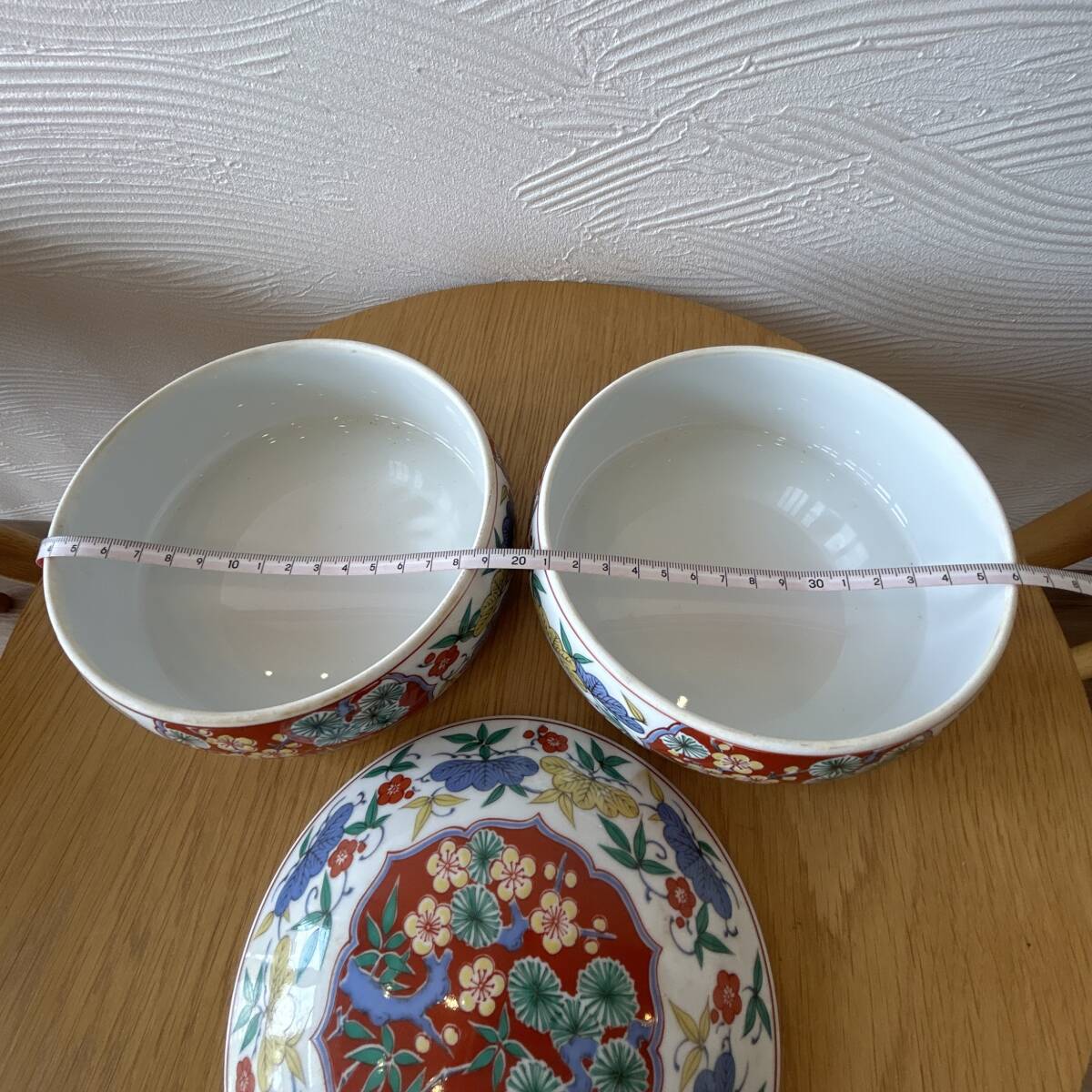 6843 有田焼 哲山作 2段重 おせち器 蓋つき重ね鉢 古伊万里 色絵 6843 有田焼 哲山作 2段重 おせち器 蓋つき重ね鉢 古伊万里 色絵