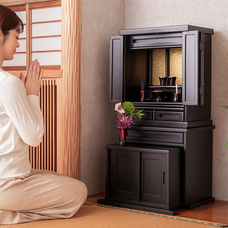 [ установленный дизайн . мир .*.. который тоже style мир ] домашний алтарь для внизу шт. ширина 56cm MDF материалы черное дерево style compact компактный место хранения Space имеется 