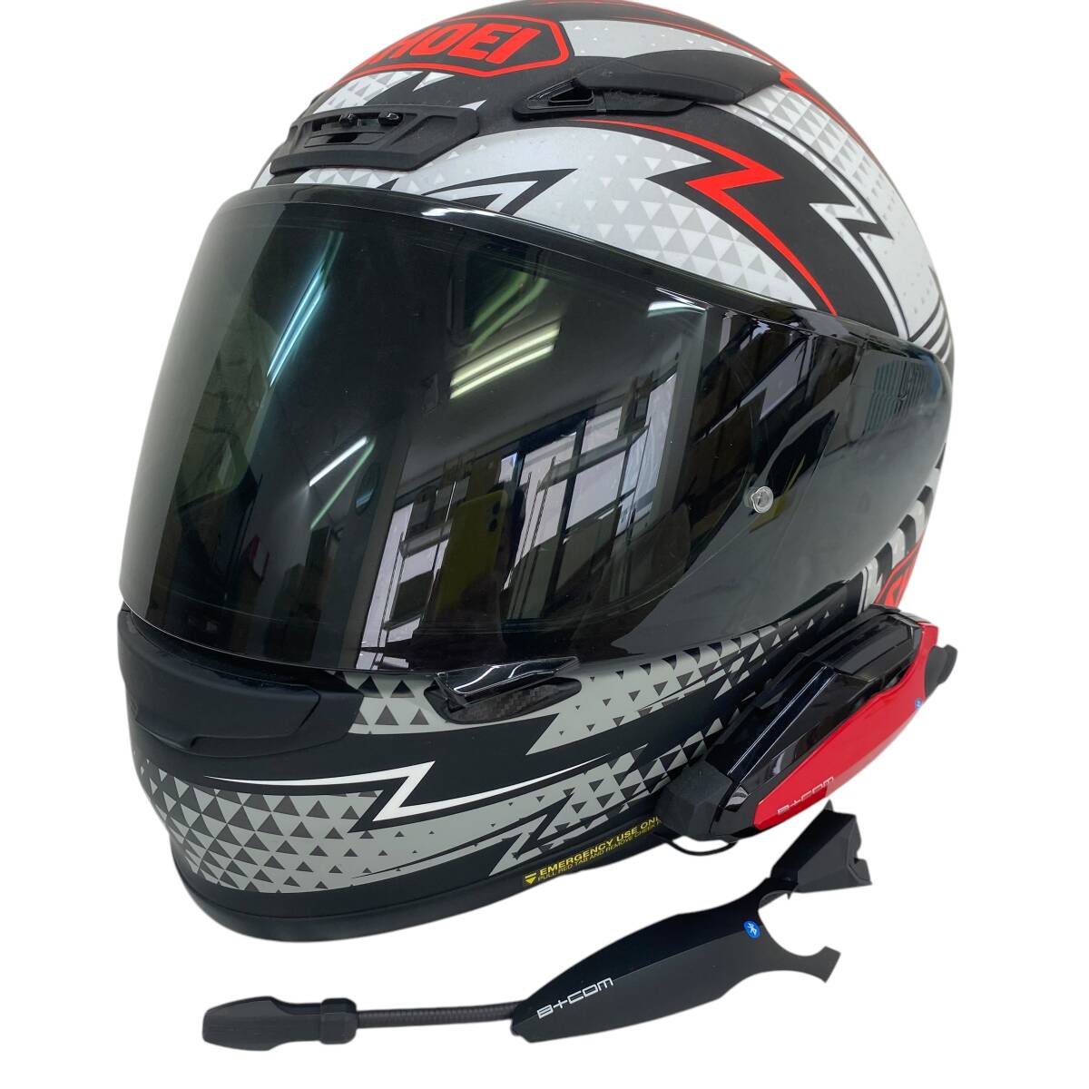 【美品】 SHOEI ショウエイ Z-7 VARIABLE フルフェイスヘルメット　※B+COM SB6X付き S/55㎝ 白系 ホワイト系 赤系 レッド系　 16428-100