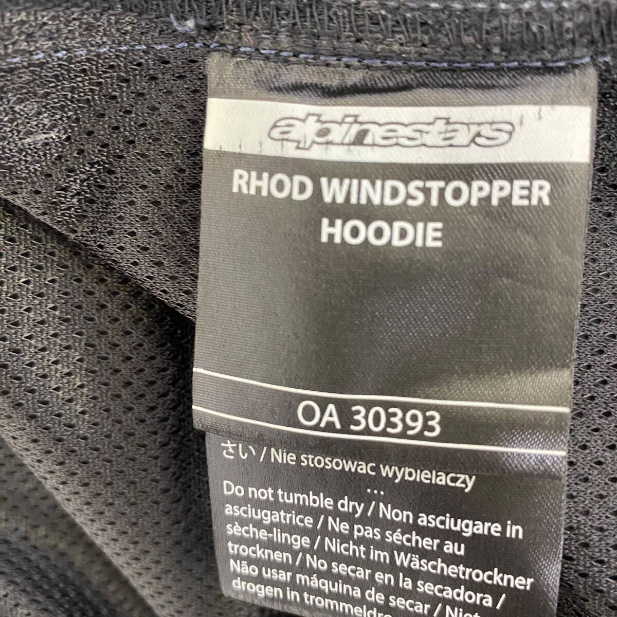 【即決】 alpinestars アルパインスターズ RHOD WINDSTOPPER HOODIE 防風パーカー Mサイズ 17807-80_画像6