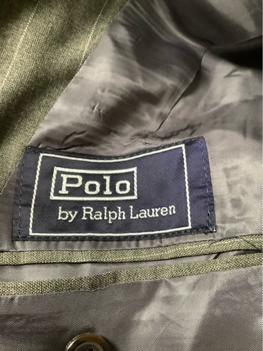 POLO RALPHLAUREN ラルフローレン　ストライプ柄　ウールジャケット　グレー　セレクト　テーラードジャケット　メンズ　古著