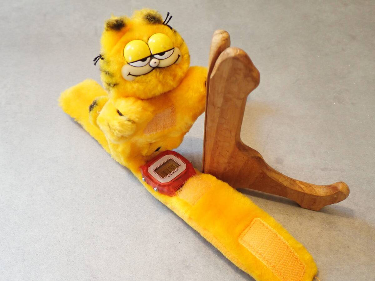 80′s【GARFIELD ガーフィールド】當(dāng)時(shí)物ぬいぐるみ腕時(shí)計(jì) ☆デジタル通常起動(dòng)☆