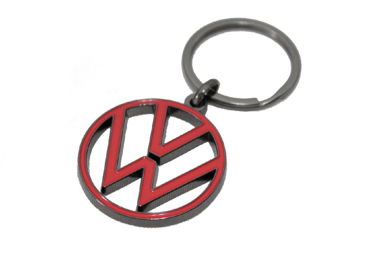 VW US純正 new-logo レッド&ブラッククローム?キーチェン【GENUINE PARTS】新品/