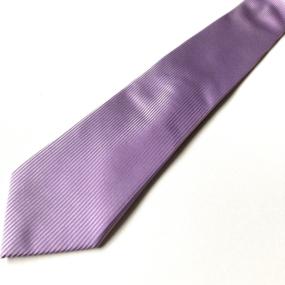 ネクタイ SILK パープル　シンプル　フォーマル　メンズ　ストライプ　微光沢　即決_画像4