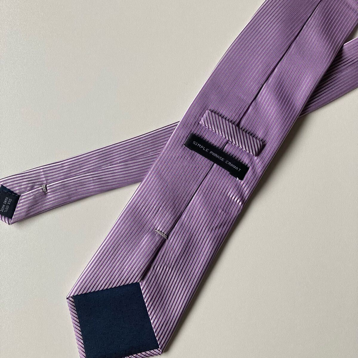 ネクタイ SILK パープル　シンプル　フォーマル　メンズ　ストライプ　微光沢　即決_画像8