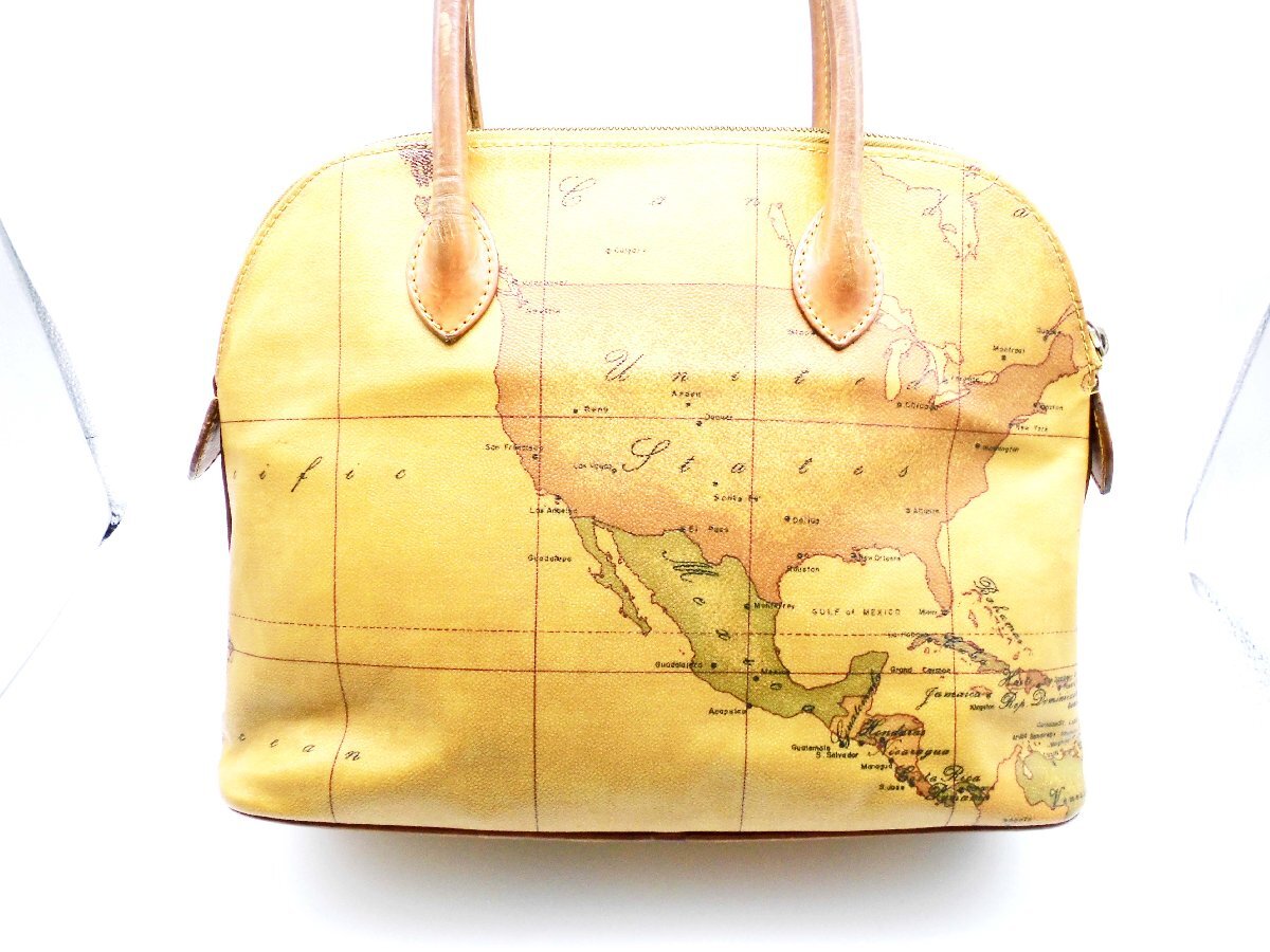 □PRIMA CLASSE プリマクラッセ 地図柄 ハンドバッグ PVC×レザー□/F