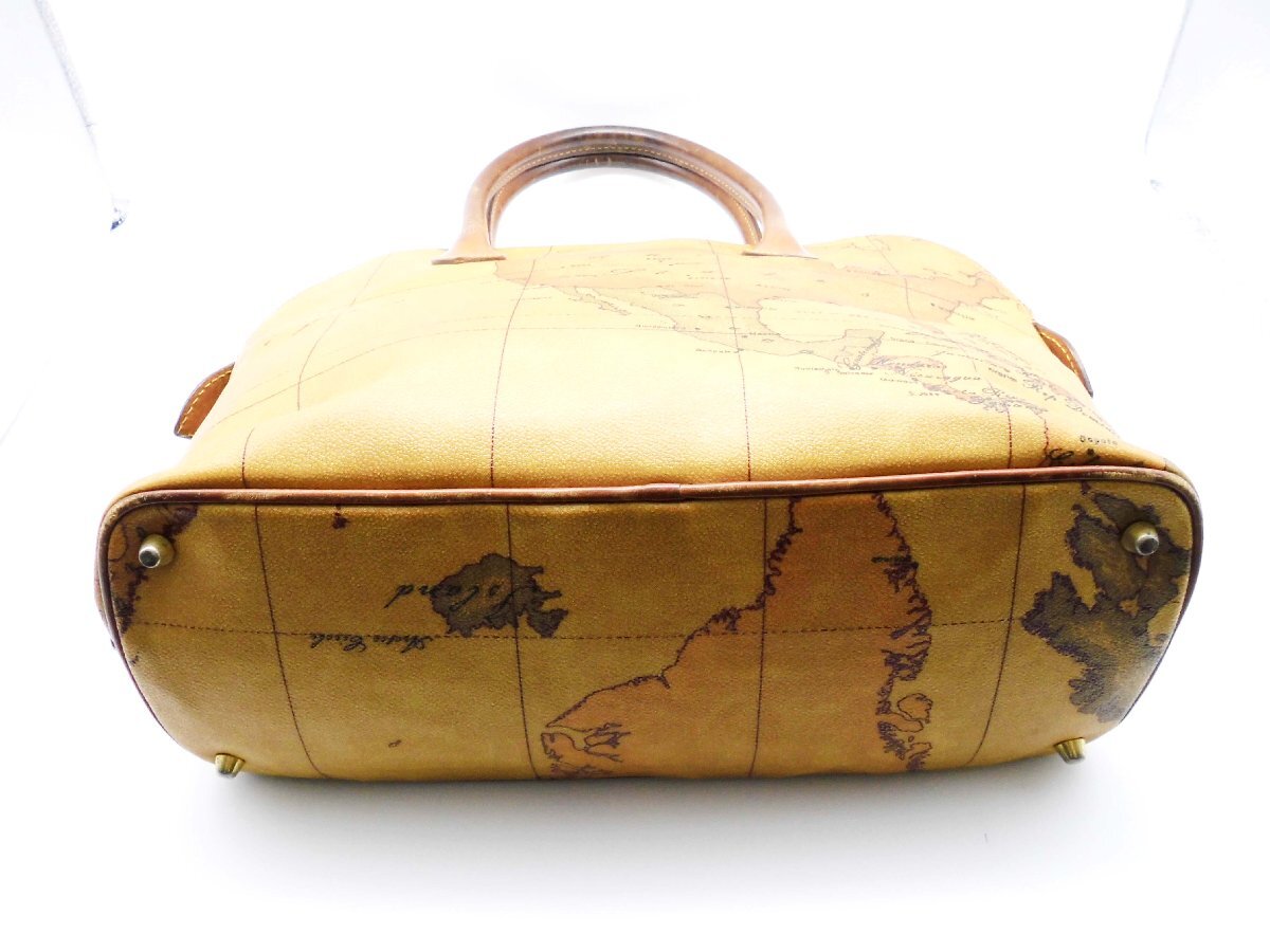 □PRIMA CLASSE プリマクラッセ 地図柄 ハンドバッグ PVC×レザー□/F