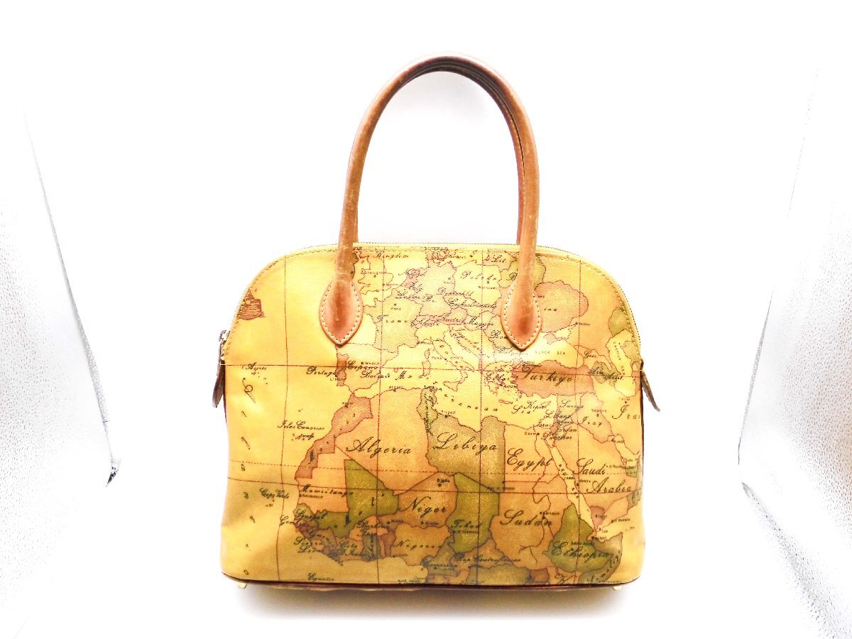 □PRIMA CLASSE プリマクラッセ 地図柄 ハンドバッグ PVC×レザー□/F