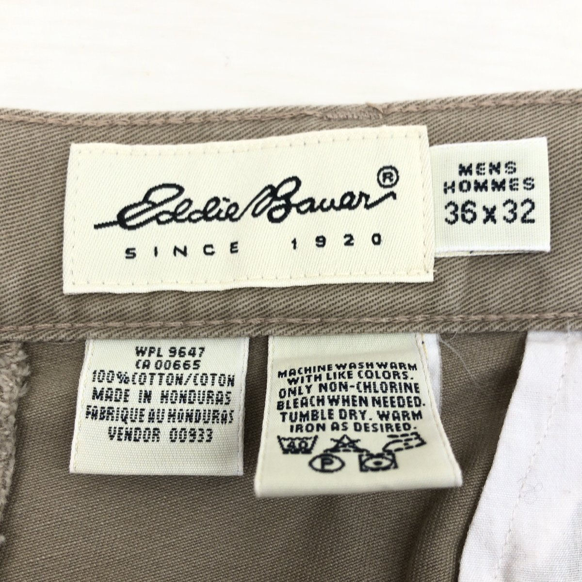 ●Eddie Bauer エディーバウアー Relaxed-fit チノパンツ 36 w94 カーキ系 アメカジ 古著 アウトドア 2XL 3L 特大 大きいサイズ メンズ