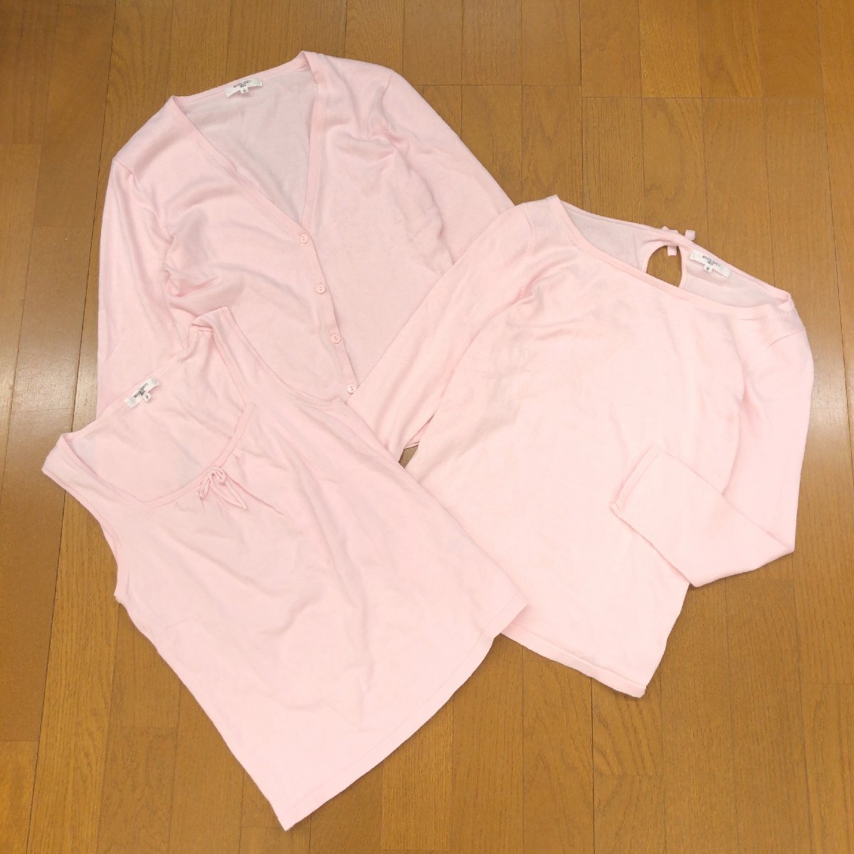 ●NATURAL BEAUTY BASIC ナチュラルビューティベーシック コットン100% ニット アンサンブル 3點(diǎn)セット M まとめ カーディガン セーター