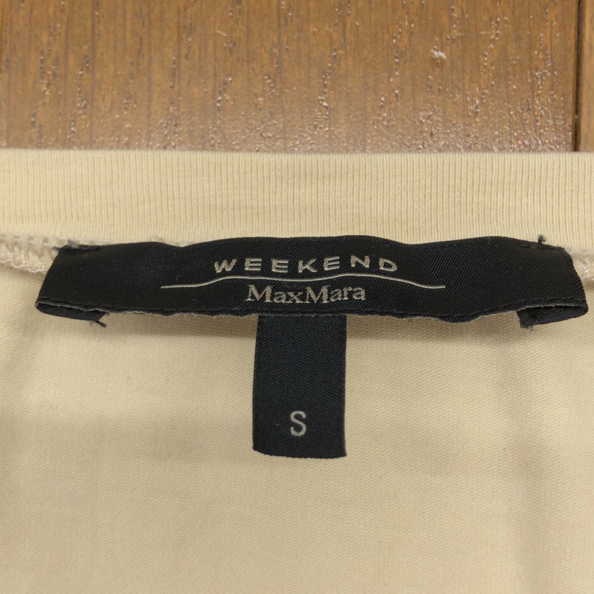 MaxMara WEEKEND マックスマーラ ビジュー裝飾 オープンネック ストレッチ カットソー S ベージュ ロンT Tシャツ 長(zhǎng)袖 レディース 女性用