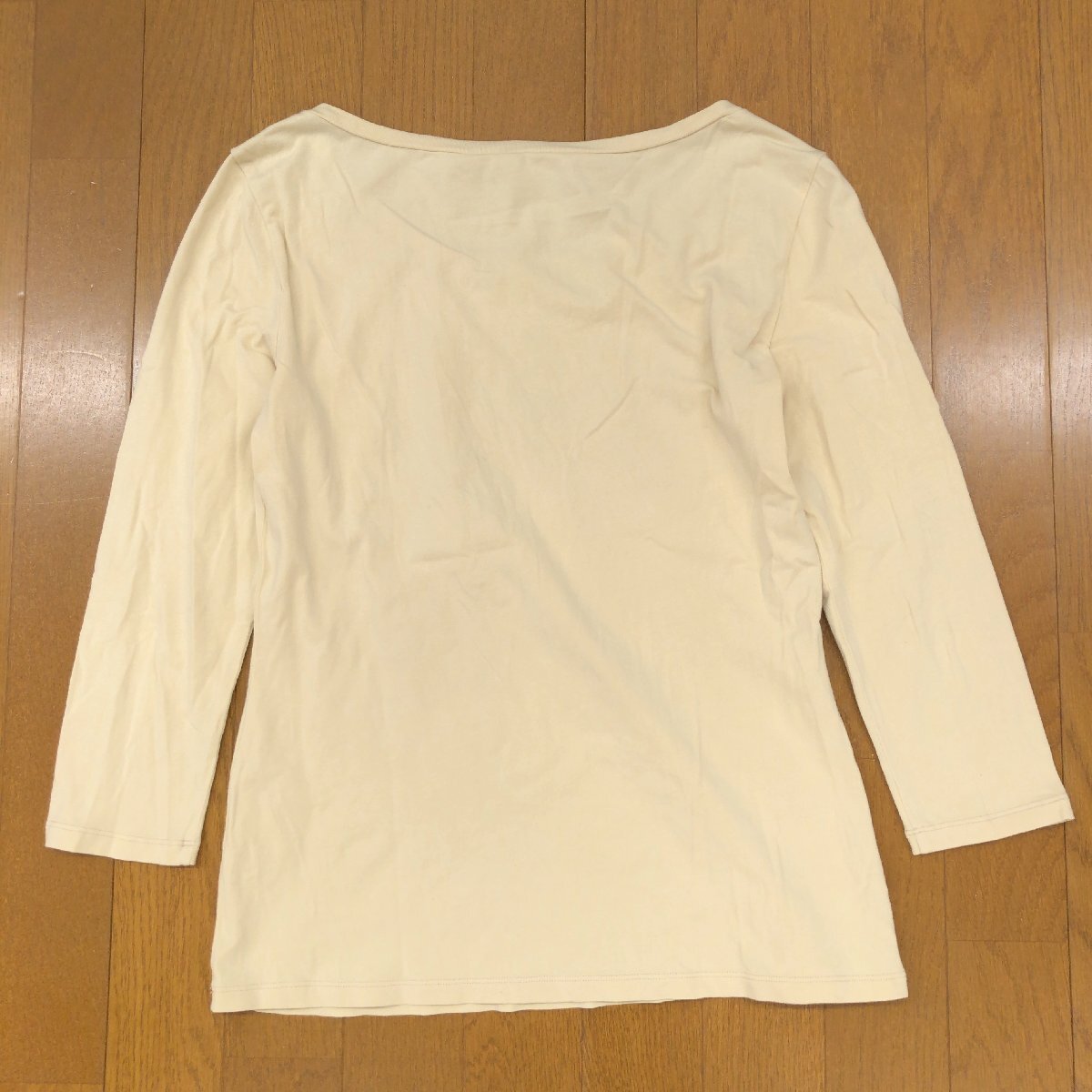 MaxMara WEEKEND マックスマーラ ビジュー裝飾 オープンネック ストレッチ カットソー S ベージュ ロンT Tシャツ 長(zhǎng)袖 レディース 女性用