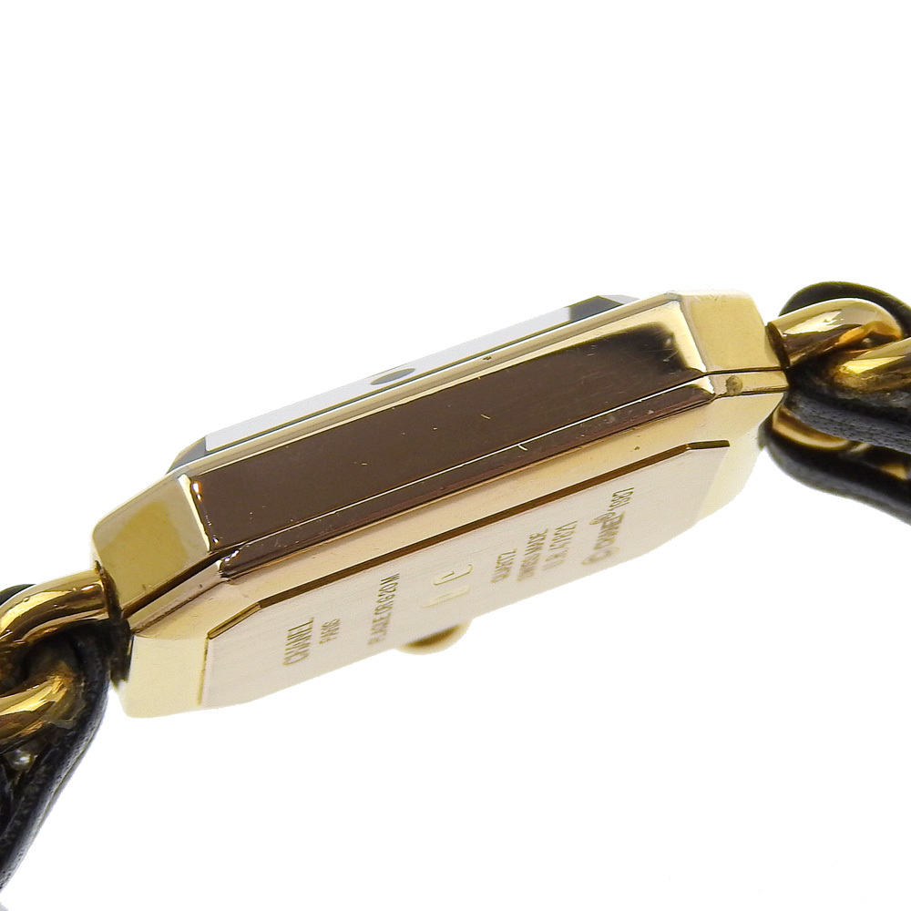 CHANEL シャネル プルミエール L H0001 腕時計 金メッキ×レザー クオーツ アナログ表示 レディース 黒文字盤【I203124035】中古