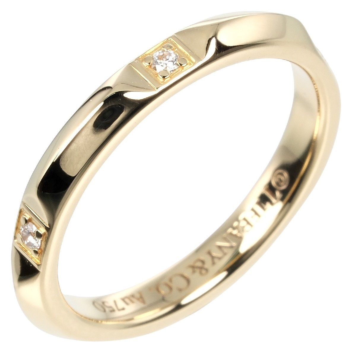 ティファニー TIFFANY&Co. トゥルー 8号 リング 指輪 2.5mmモデル K18YG イエローゴールド 5Pダイヤモンド 約2.88g中古