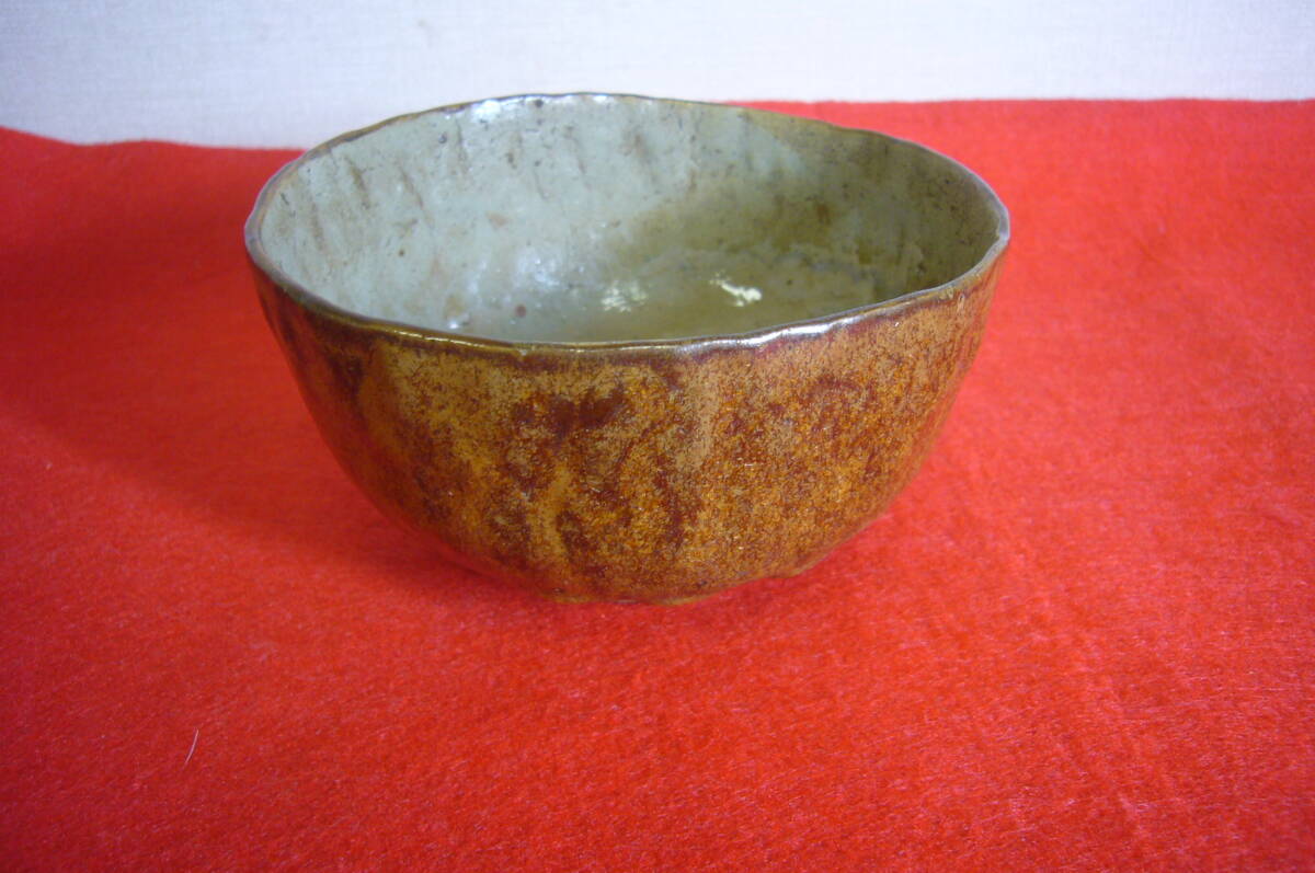 茶道の先生の遺品「古唐津茶碗」 古唐津 古い 唐津焼 茶道具 茶碗 在銘 齋木? 口径約11.5cm 高さ