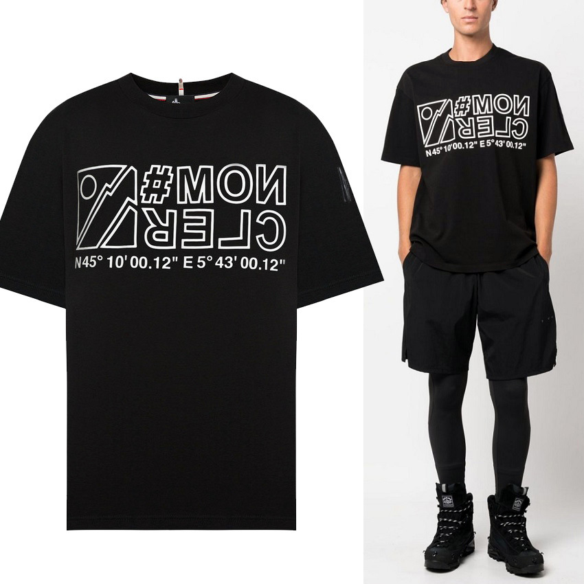送料無料 208 MONCLER モンクレール 8C00006 83927 ブラック Tシャツ カットソー 半袖 size S