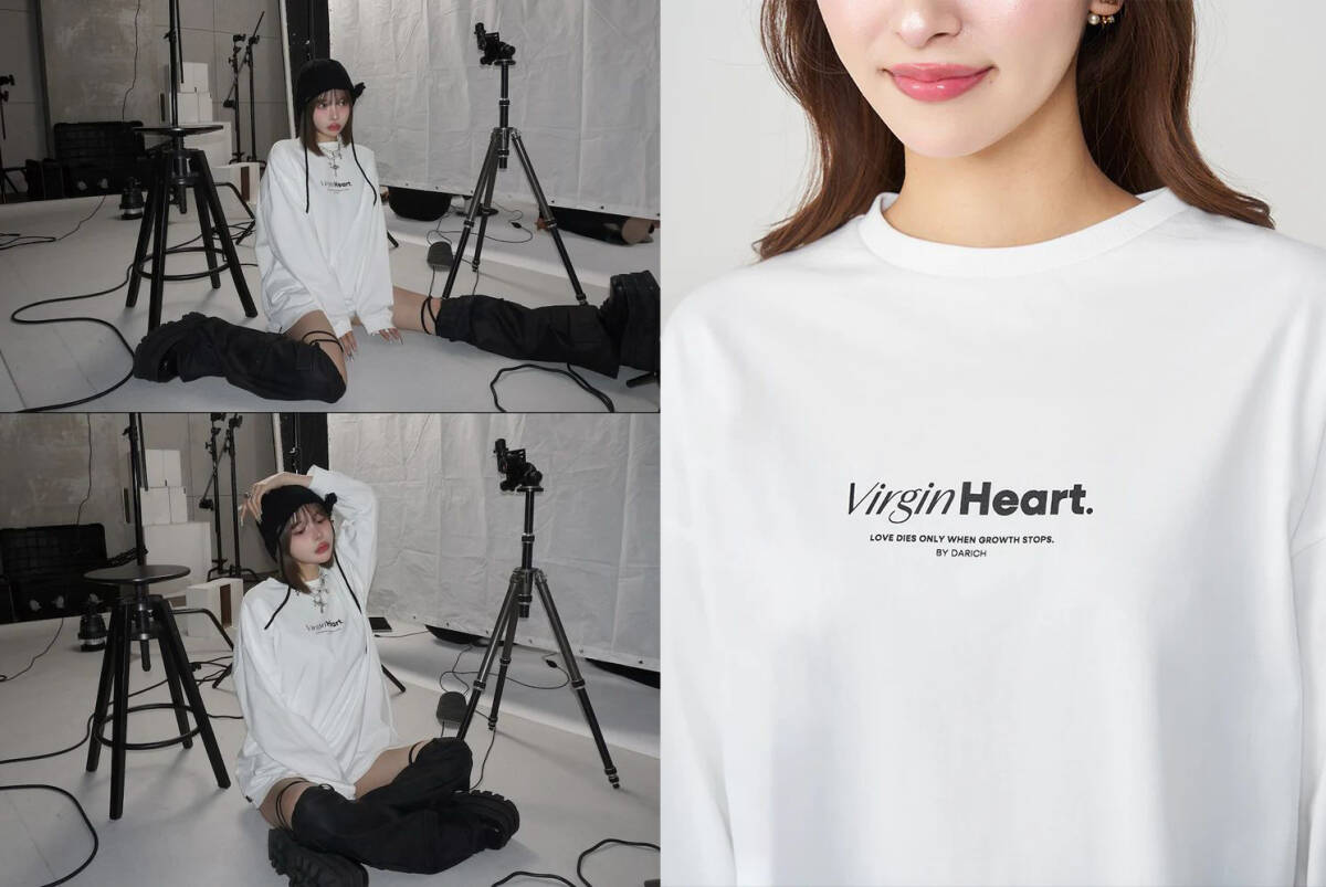 ダーリッチ darich ハートモチーフロングTシャツ BLK しゃるの ダーリッチ darich ハートモチーフロングTシャツ BLK しゃるの