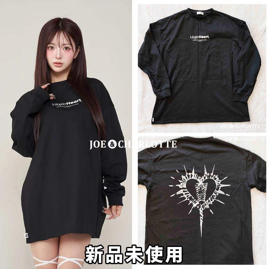 ダーリッチ darich ハートモチーフロングTシャツ BLK しゃるの ダーリッチ darich ハートモチーフロングTシャツ BLK しゃるの