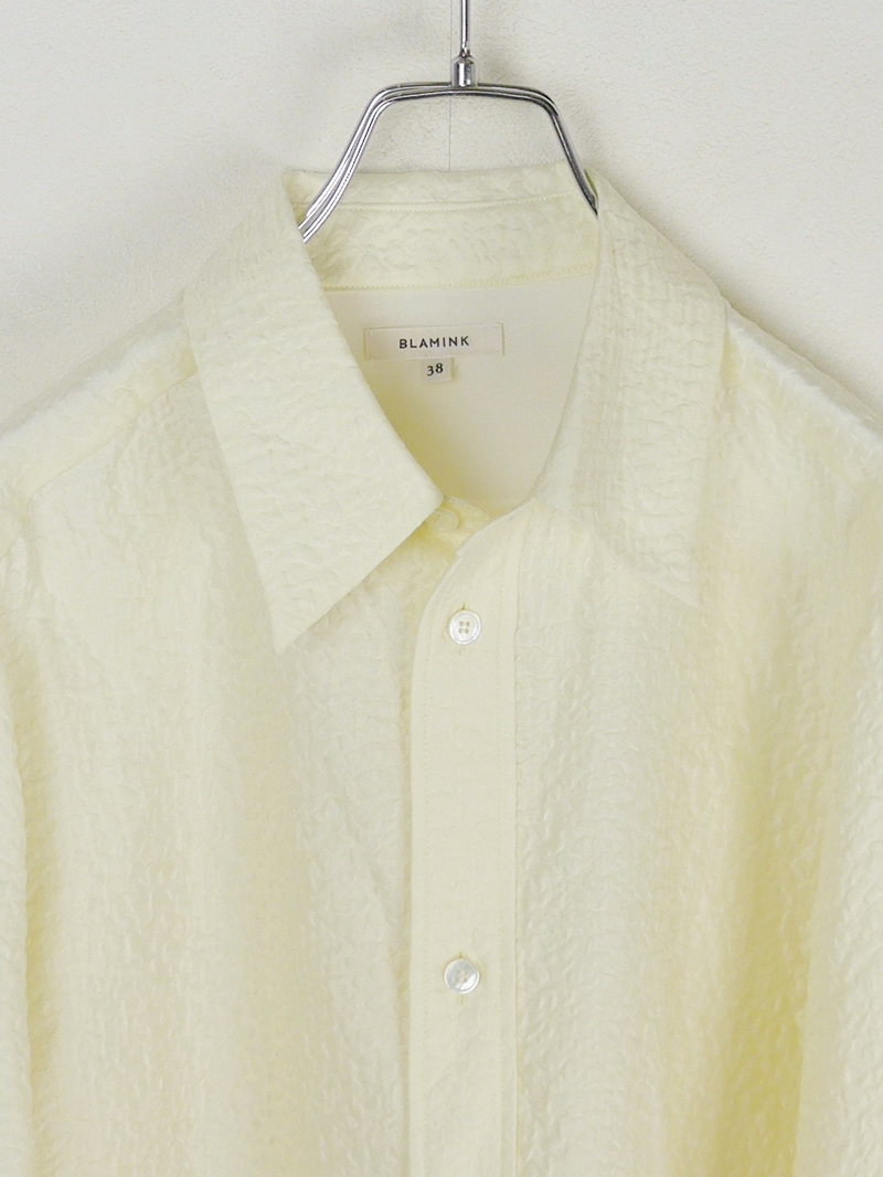 滝沢眞規(guī)子さん著用 BLAMINK ブラミンク 24AW ジャカード レギュラーカラー シャツ ブラウス38 Drawer コットン×シルク 定価14.3萬(wàn)円