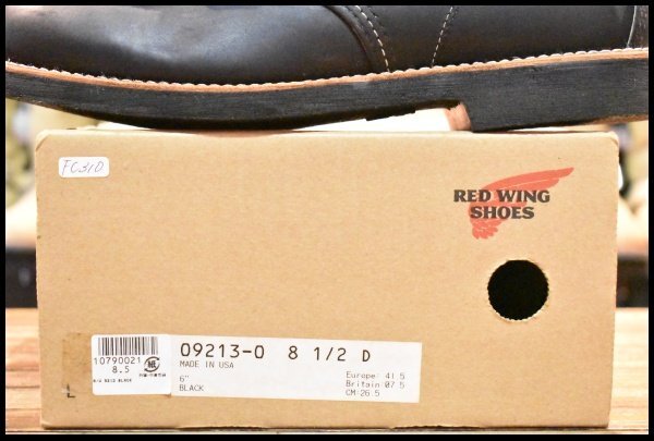 【8.5D 箱付 未使用 12年】レッドウィング 9213 アイリッシュセッター 黒 ブラック オイルドレザー モックトゥ ブーツ redwing HOPESMORE_画像9