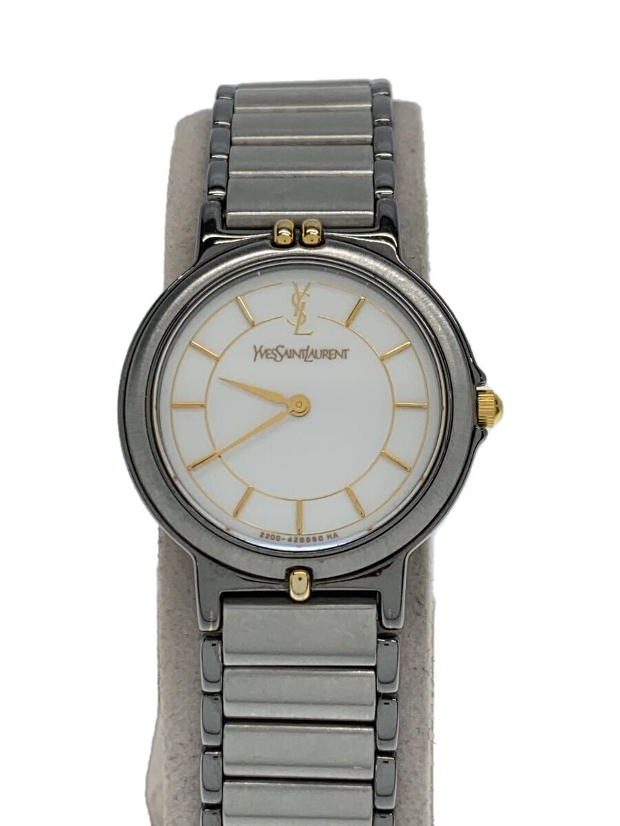 YVES SAINT LAURENT◆クォーツ腕時計/アナログ/ステンレス/WHT/SLV/2200-228499