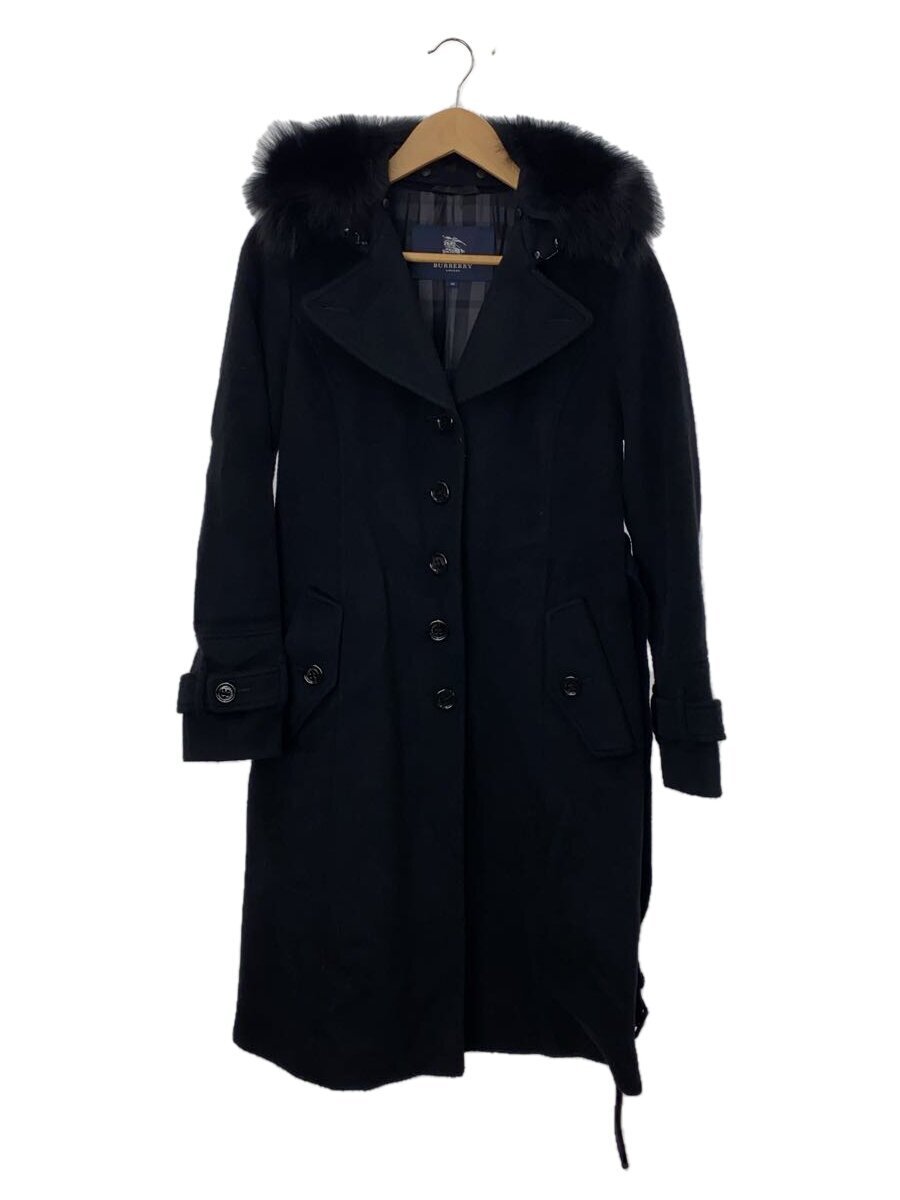 BURBERRY LONDON◆コート/フォックスファー/日本製/38/アンゴラ/BLK/FN055-941-09