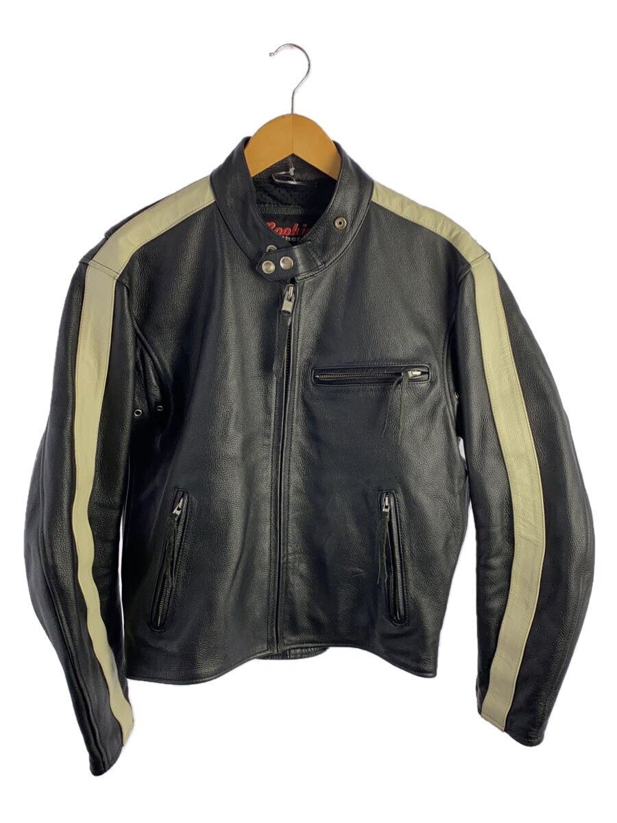 Rookie Leathers ブラックレザージャケット Lサイズ Rookie Leathers/シングルライダースジャケット/LL/牛革/BLK