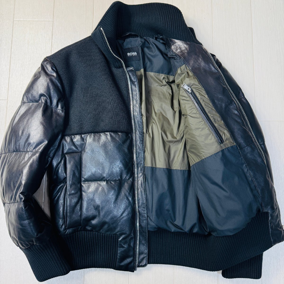 美品/44 S-M相当☆ヒューゴボス/HUGO BOSS 切替レザー 羊革 美品/44 S-M相当☆ヒューゴボス/HUGO BOSS 切替レザー 羊革