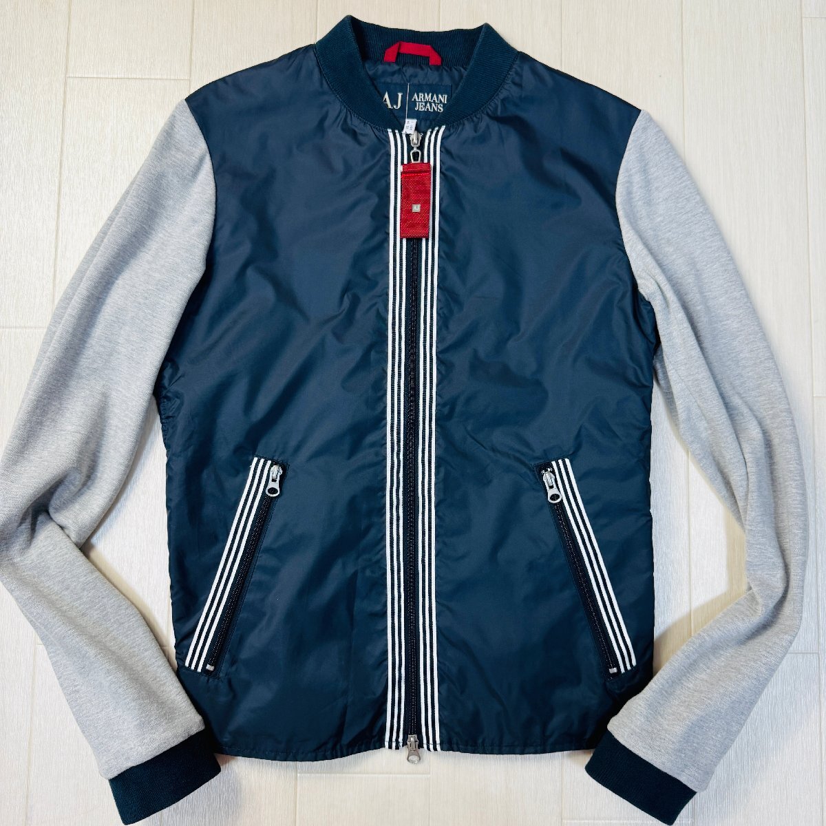 美品/48 M-L相当☆アルマーニ/ARMANI JEANS 異素材切替 ジップ 美品/48 M-L相当☆アルマーニ/ARMANI JEANS 異素材切替 ジップ