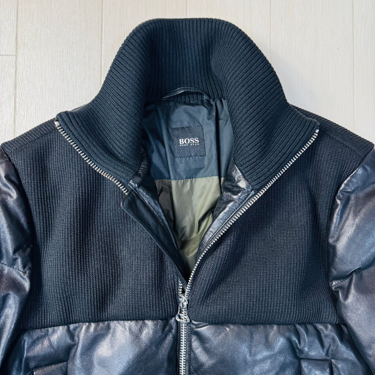美品/44 S-M相当☆ヒューゴボス/HUGO BOSS 切替レザー 羊革 美品/44 S-M相当☆ヒューゴボス/HUGO BOSS 切替レザー 羊革