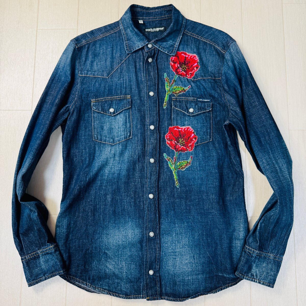 美品/40 M-L相当☆ドルチェ&ガッバーナ/DOLCE&GABBANA 薔薇刺繍 美品/40 M-L相当☆ドルチェ&ガッバーナ/DOLCE&GABBANA 薔薇刺繍