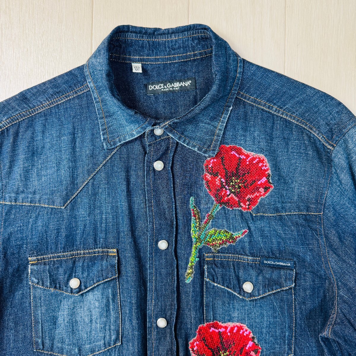 美品/40 M-L相当☆ドルチェ&ガッバーナ/DOLCE&GABBANA 薔薇刺繍 美品/40 M-L相当☆ドルチェ&ガッバーナ/DOLCE&GABBANA 薔薇刺繍
