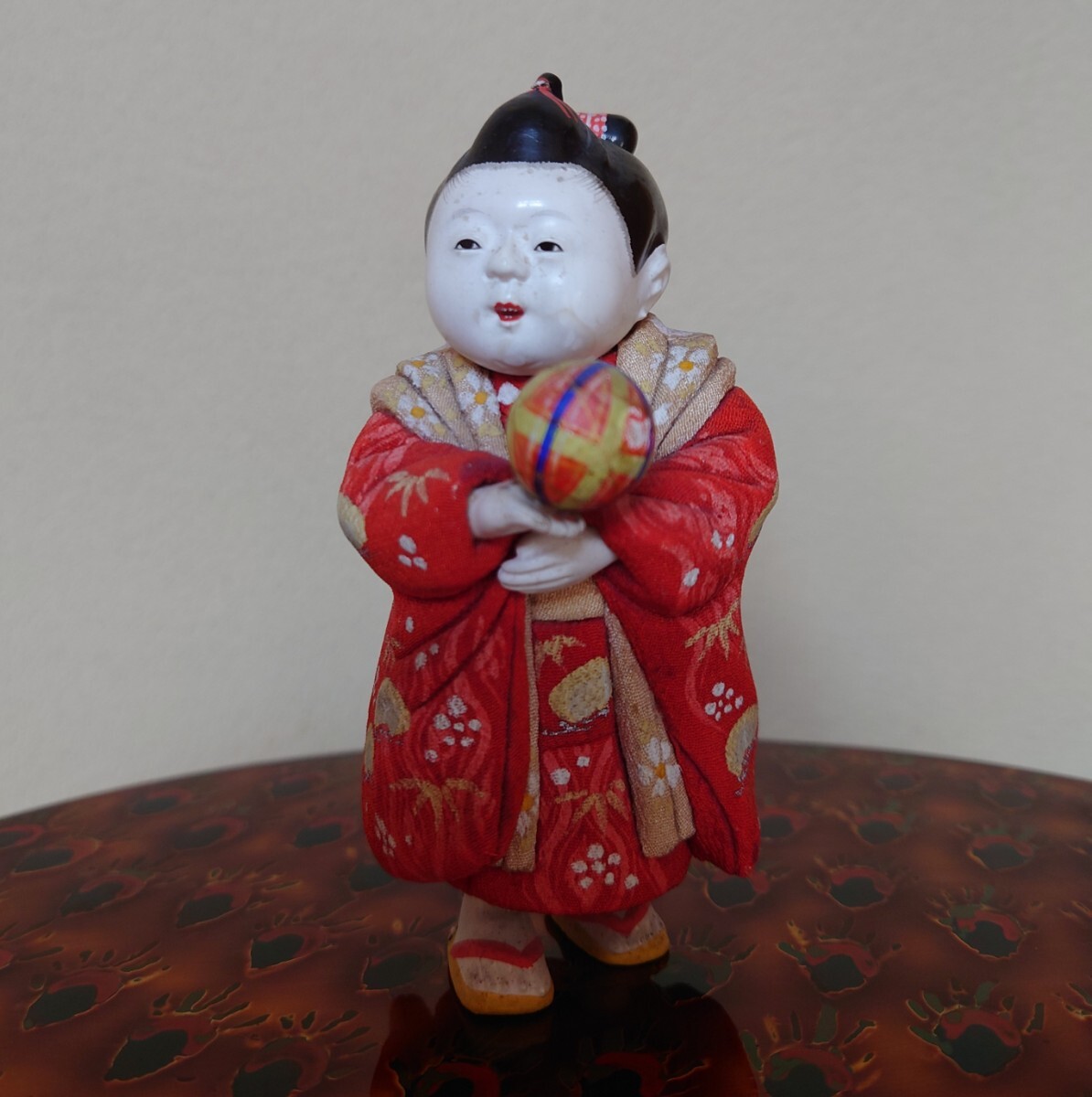 名川春山 戦前作 鞠つき 木目込み人形 アンティーク 人形 日本 名川春山 戦前作 鞠つき 木目込み人形 アンティーク 人形 日本