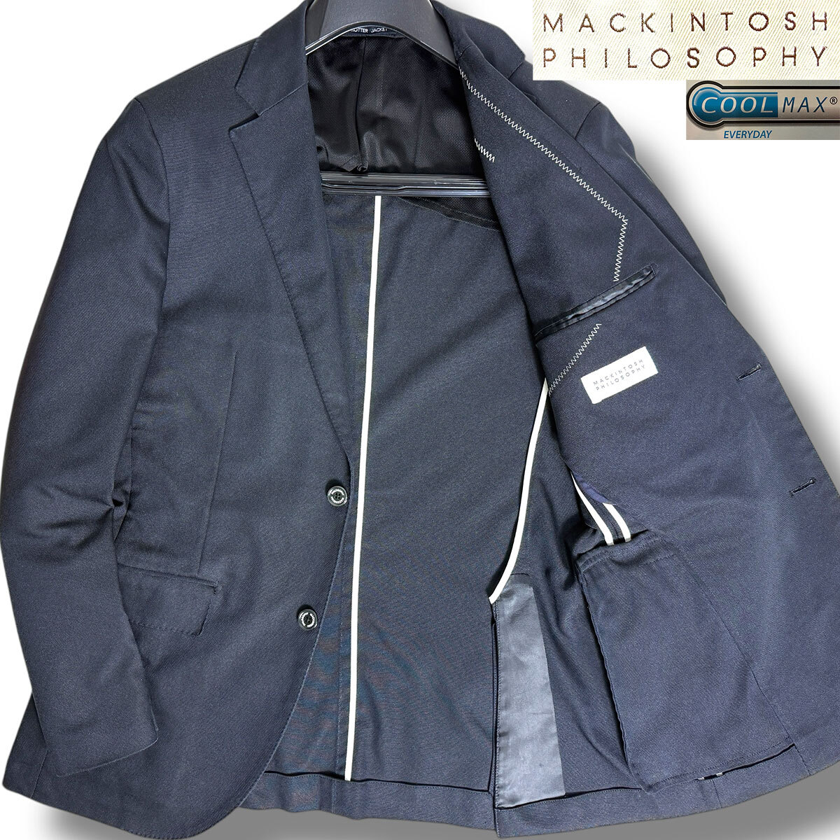 J5198 美品 マッキントッシュフィロソフィー TROTTER JACKETトロッタージャケットCOOLMAXメッシュ裏地テーラードジャケット ブラック 42R