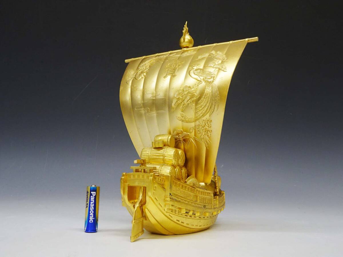◇(NS) 宝船 置物 金属工芸 金 縁起物 開運 金運 商売繁盛 店舗 ◇(NS) 宝船 置物 金属工芸 金 縁起物 開運 金運 商売繁盛 店舗