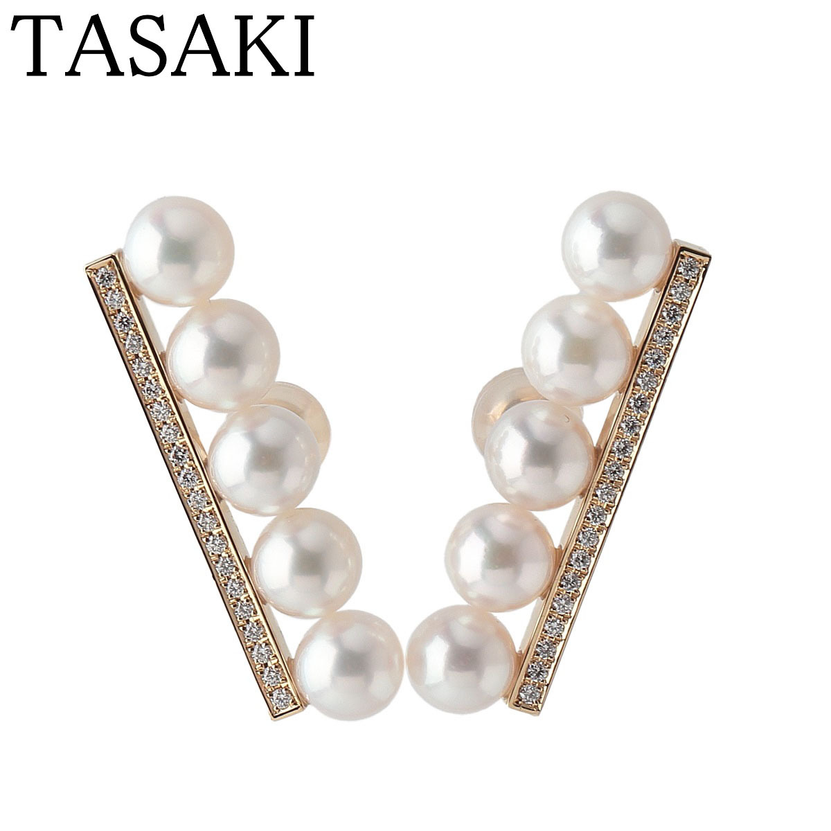 タサキ パール ダイヤ ピアス バランス プラス 5.7mm 0.08ct×2 タサキ パール ダイヤ ピアス バランス プラス 5.7mm 0.08ct×2
