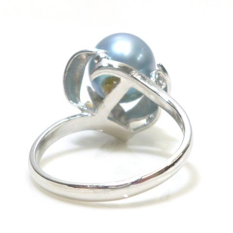 【K14WG】大粒 パール 9mm リング 13號 ホワイトゴールド 14金 真珠 1粒 新品仕上済 指輪 pearl white gold ring【ネコポスOK】◇J