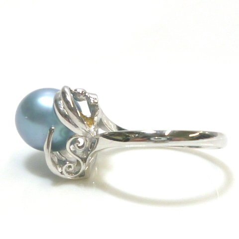 【K14WG】大粒 パール 9mm リング 13號 ホワイトゴールド 14金 真珠 1粒 新品仕上済 指輪 pearl white gold ring【ネコポスOK】◇J