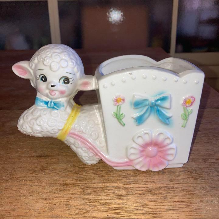 ヴィンテージ陶器1950年仔羊プランターLos Angels